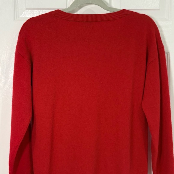 Talbots Pure Cashmere Red V-Neck Long Sleeve Sweater Women Sz L Classic Holiday - Picture 9 of 11